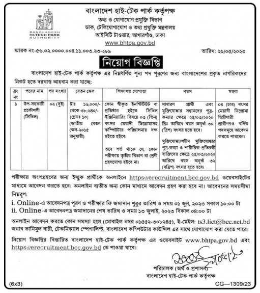 Bangladesh Hi-Tech Park Authority Job Circular 2023