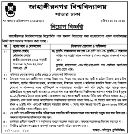 Jahangirnagar University Job Circular 2023