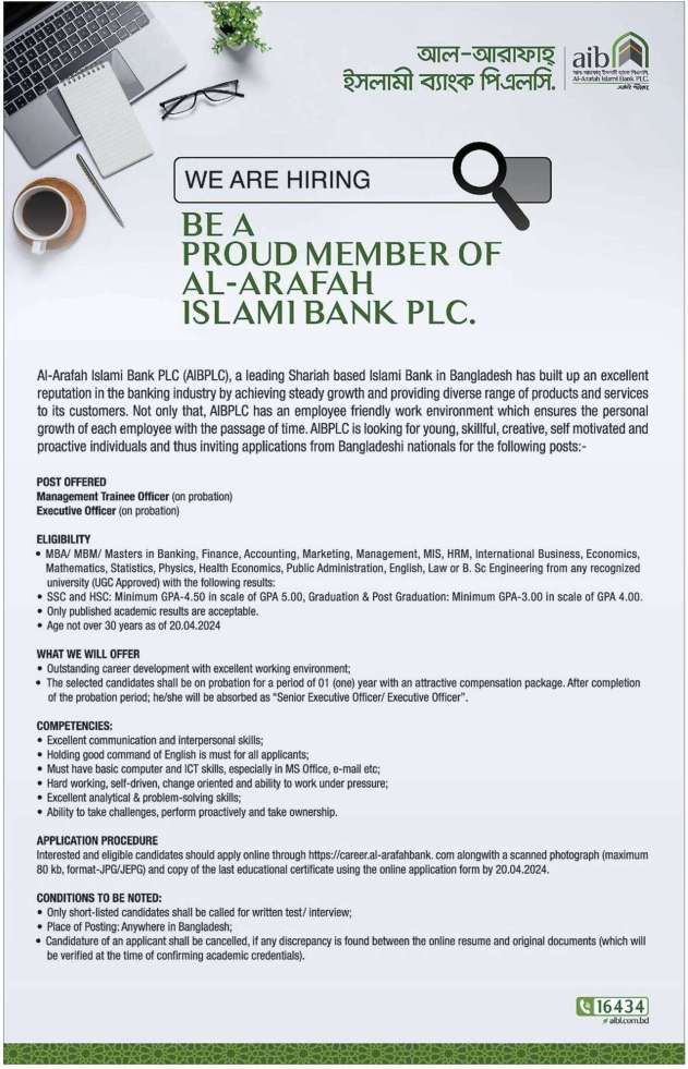 Al-Arafah Islami Bank Job Circular 2024